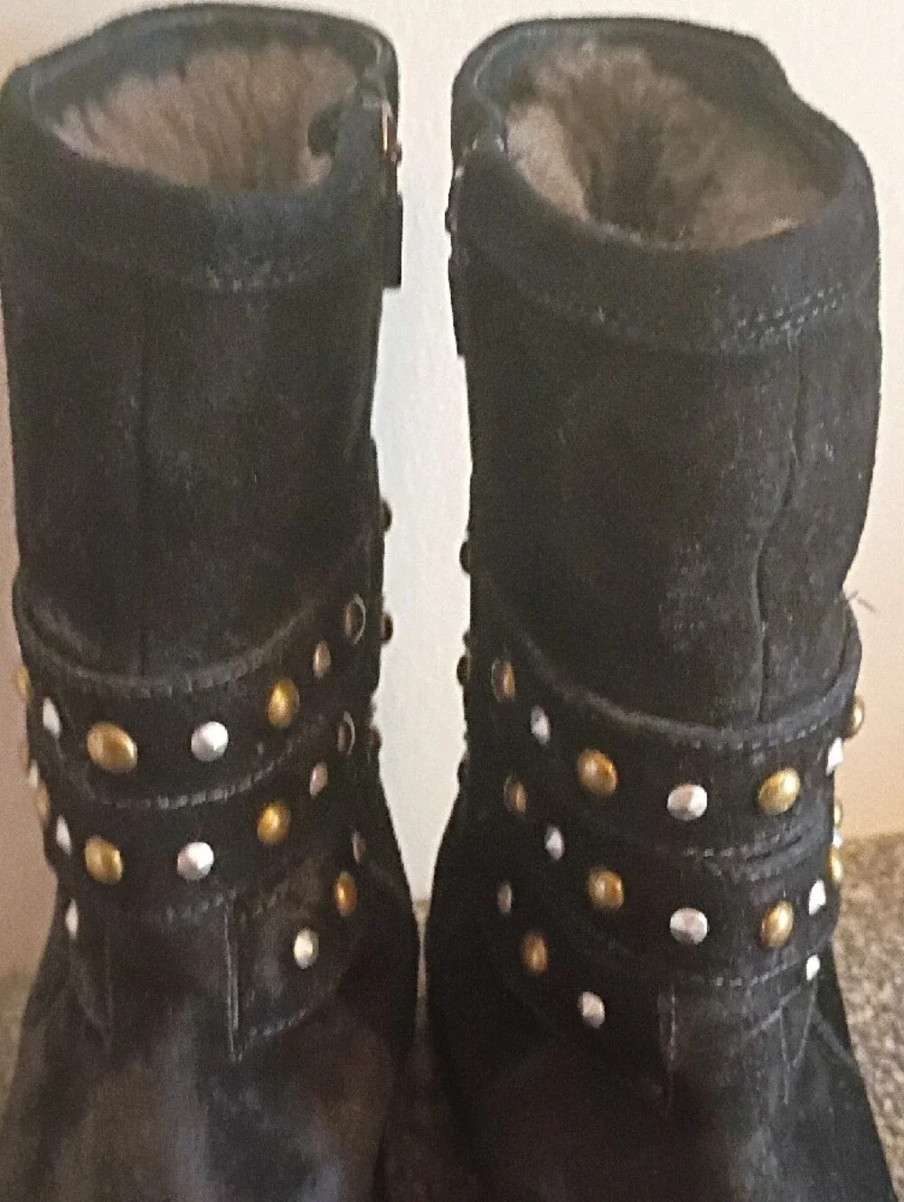 UGG  Clovis Black Studded Women's Shearling-Lined Boots Size 8